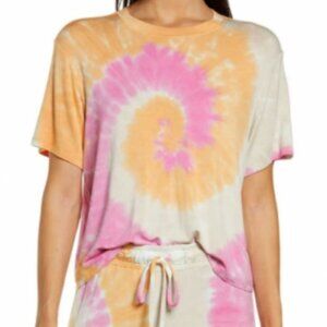 NEW Nordstrom HoneyDew Tie Dye Short Sleeve Top Pajama Top Size Small Orange Tee